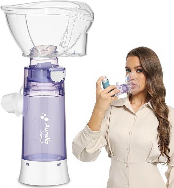 Inhaler Spacer for Adults, Nessi OTC Spacer, Spacer for Inhaler with Silicone Mask, Anti-Static Chamber & Exhalation Valve, Easy to Use & Clean