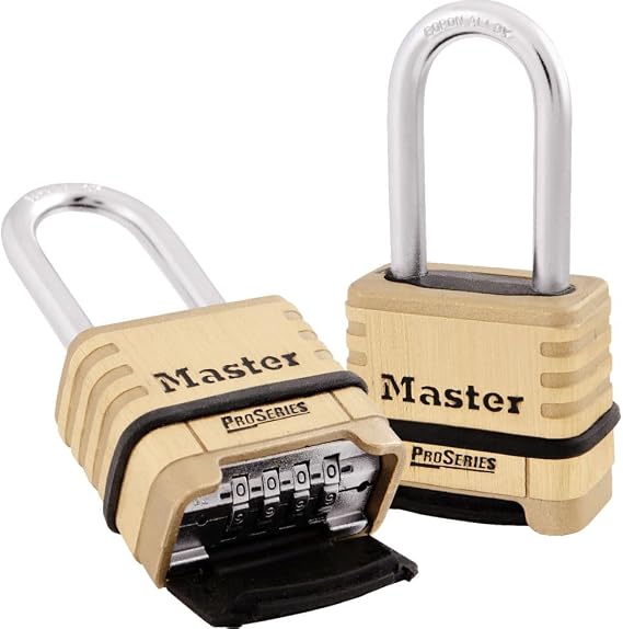 Master Lock ProSeries 4-Digit Combination Padlock, Brass Lock 1177D