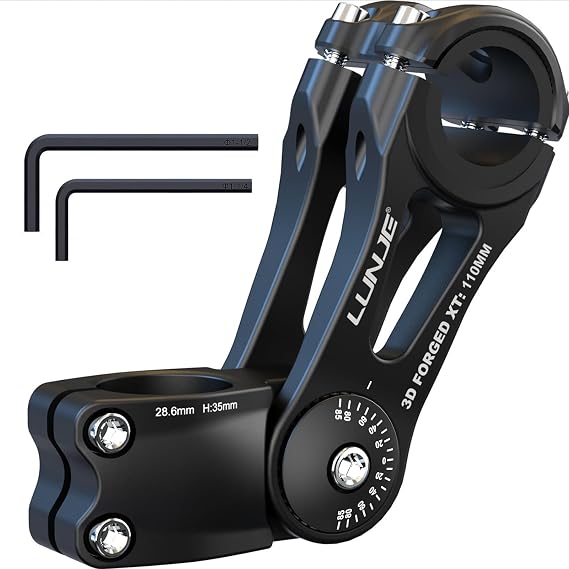 Adjustable Bike Stem 31.8mm - 120° Ergonomic Angle MTB Stem for Enhanced Control | 6061 - T6 Aluminum | 4 Sizes (90/110/130/145mm) Handlebar Stem Riser & Extender for Road & City Bikes - 110mm