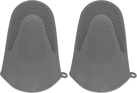 Silicone Oven Mitts, 2Pcs Mini Oven Mitts Rubber Oven Glove, Antiskid Waterproof Oven Gloves, Thickened Anti Scalding Cooking Mitts, for Kitchen, Baking, BBQ(Grey)