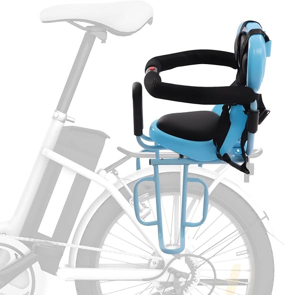 Futchoy Child Bike Seat, Rear Mounted Child Bike Seats, Back Mount Kids Seat with Non-Slip Armrests/Pedals Padde/Seat Belt/U-Shaped Guardrail, Suitable for Children Aged 1-6