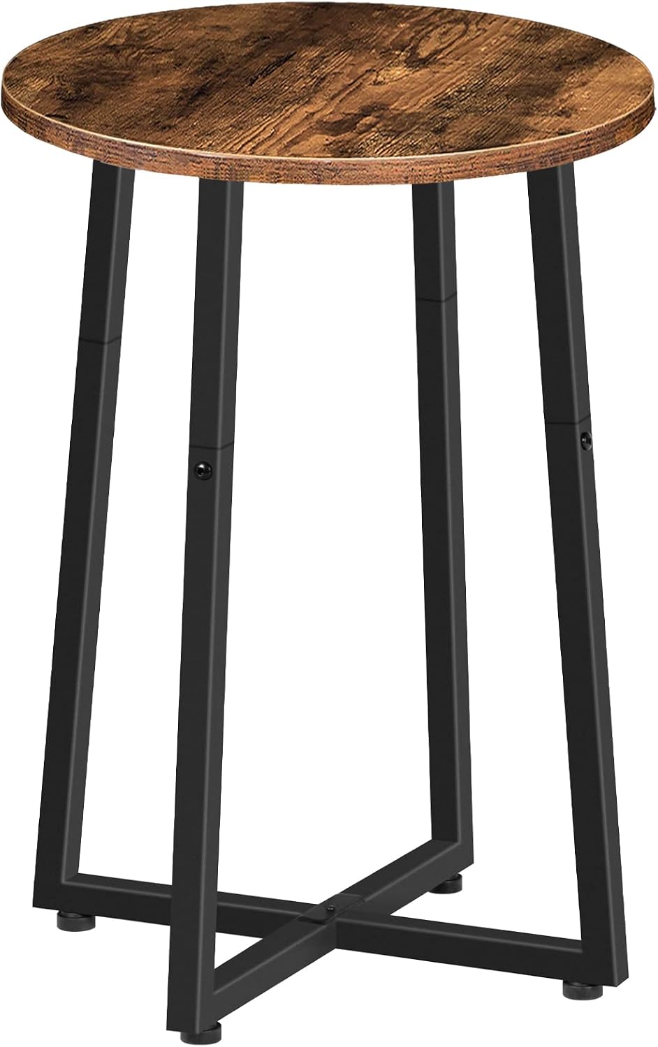 HOOBRO Side Table, Round End Accent Table with Sturdy Metal Pedestal, 15.7 Round Nightstand, for Living Room, Bedroom, Balcony, Office, Rustic Brown BF95BZ01