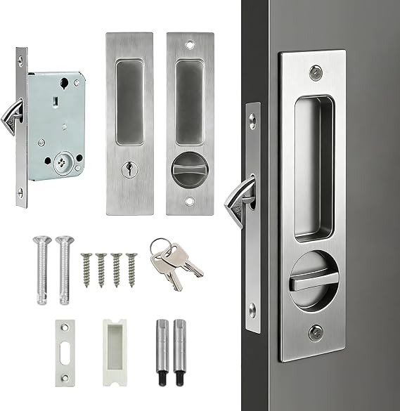 Sliding Door Lock 160mm, Stainless Steel Invisible Handle for Doors