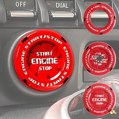 Wailicop Engine Start Stop Push Button Spin Cover, Universal, Red, Push Button, Push Start, Start Stop