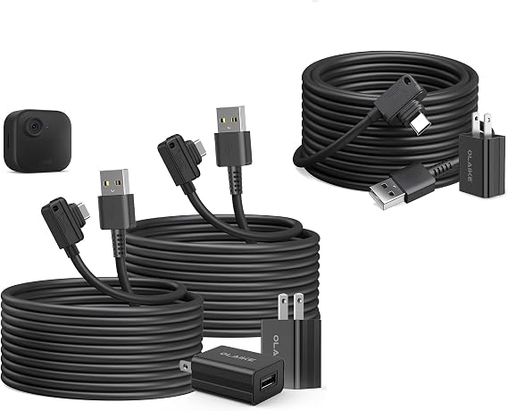 OLAIKE 3Pack 25ft Power Cable and Adapter for Blink Outdoor 4(4th Gen), Type-C Power Cable Compatible with Blink 4th Gen, Black(No Blink Camera)