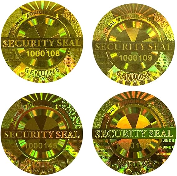2000PCS 20mm(0.8 Inch) Round Gold Genuine Original Authentic Tamper Evident Security Seal Holographic Labels Hologram Stickers with Serial Numbers