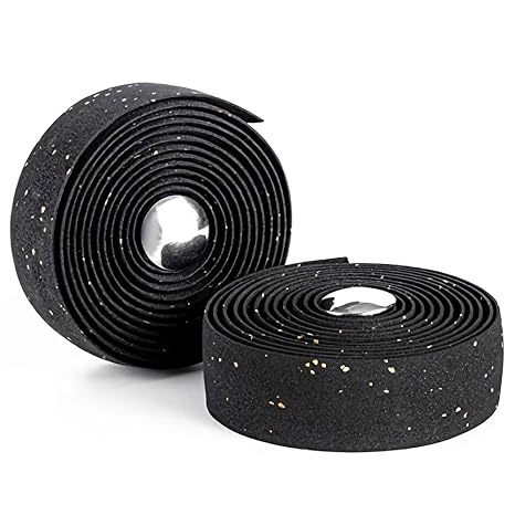 LSSH Bike Handlebar Tapes, Cork Bike Handlebar Tape, Bicycle Bar Tape, Cycling Handle Wraps, EVA Road Bike Handlebar Tape 2 Rolls (Black)