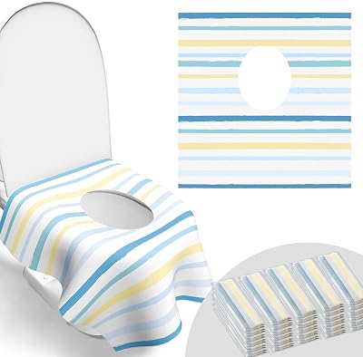 Toilet Seat Covers Disposable, Large Waterproof Potty Covers for Toddlers, Kids, and Adults, Toddler Potty Training for Public Restroom, Airplane, Trip, Individually Wrapped for Travel Wave
