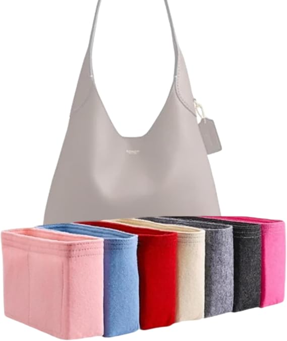 Xoppia Bag Organizer compatible with Coach Brooklyn Shoulder 34. Felt Insert Liner for Women Tote Handbag.(Style A, Beige)