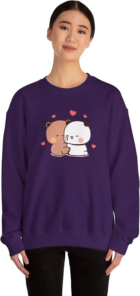 Andii Bubu and Dudu Unisex Hugging Crewneck Sweatshirt Cozy Cotton-Poly Blend Cozy Unisex Sweatshirt for Couples Lovers