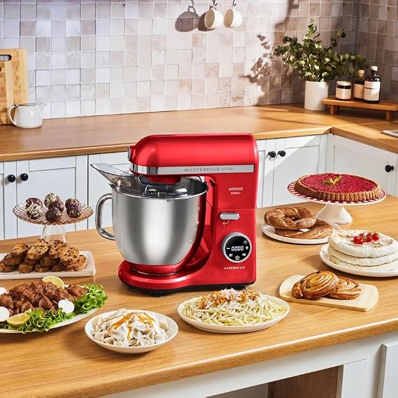 Karaca Mastermaid Chef Ultra D2000W Dijital Ekranlı Hamur Yoğurma Makinesi Imperial Red 7L