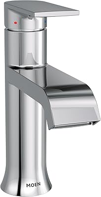 Moen Genta LX Chrome One-Handle Modern Bathroom Sink Faucet with Optional Deckplate and Low-Arc Spout for Bath Countertop, 6702