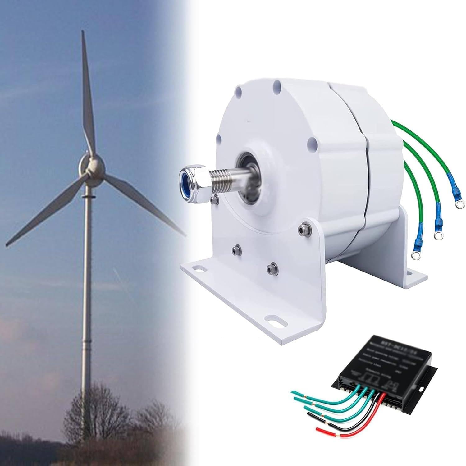 12000W Gearless Permanent Magnet Generator, 10000W 3 Phase Alternator Aluminum Alloy Electric Motor Generator for Vertical Horizontal Wind 48V Rare Earth Ndfeb DIY AC 6000W,48V