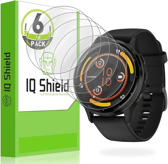 IQShield 6 Pack Screen Protector for Garmin Venu 4 / Venu 3 45mm - Clear TPU Film Bubble-Free Installation, Full Coverage, Scratch-Resistant, HD Clarity for Ultimate Protection