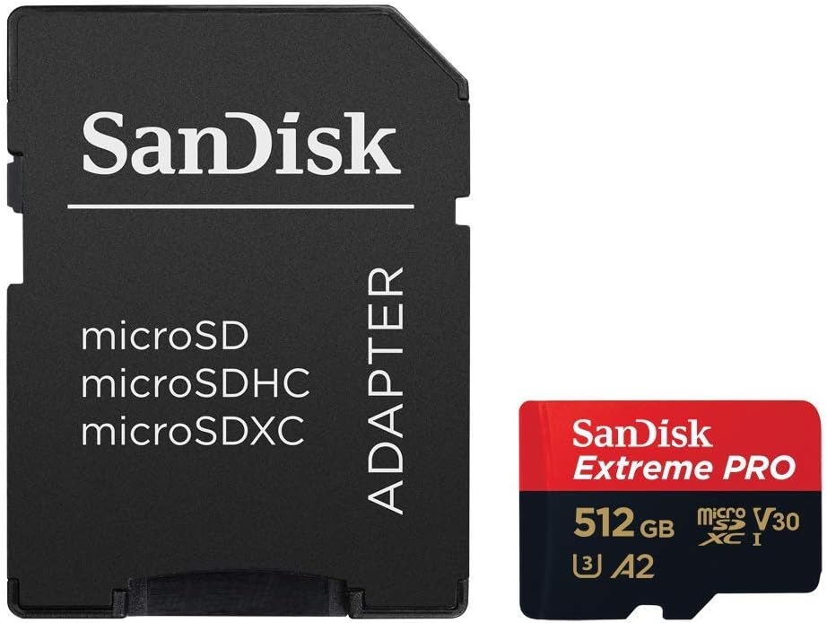 SanDisk SDSQXCZ-512G-GN6MA Extreme 512GB Micro SD Card, BlackRed