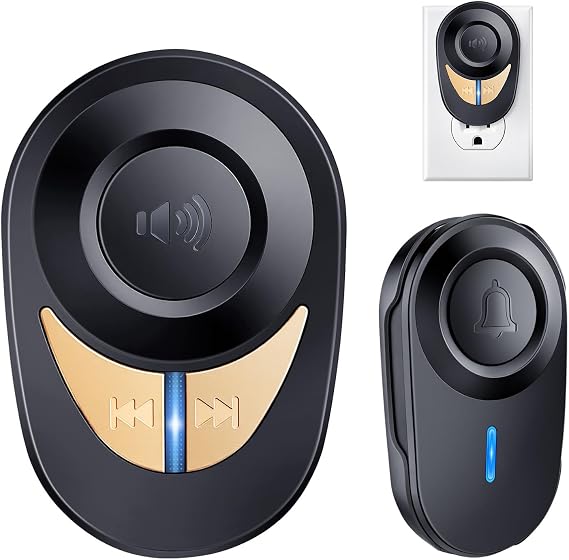 Classroom Doorbell for Teachers 1200FT Long Range Wireless Doorbell with 48 Chimes, Loud Metal Horn, 5 Volume Levels & Mute Mode, 5-Year Battery for School, Home, and Office