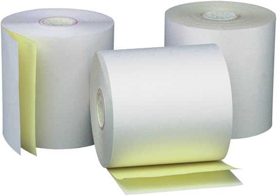 PM Company Perfection 2 Ply POS/Cash Register Rolls, 3.25 Inches X 90 Feet, White/Canary, 50 per Carton (07705)