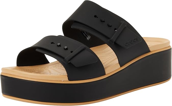 Crocs Women's Brooklyn Buckle Matte Wrap Low Wedge Sandals