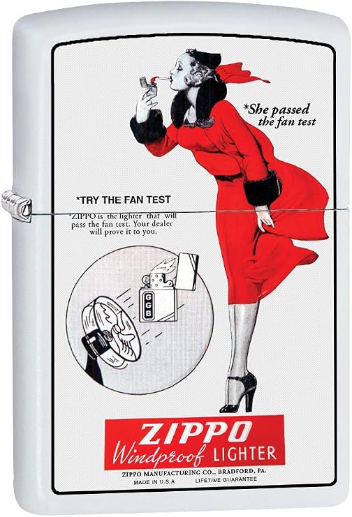 Zippo Lighter: Windy, Zippo Fan Test - White Matte 79965