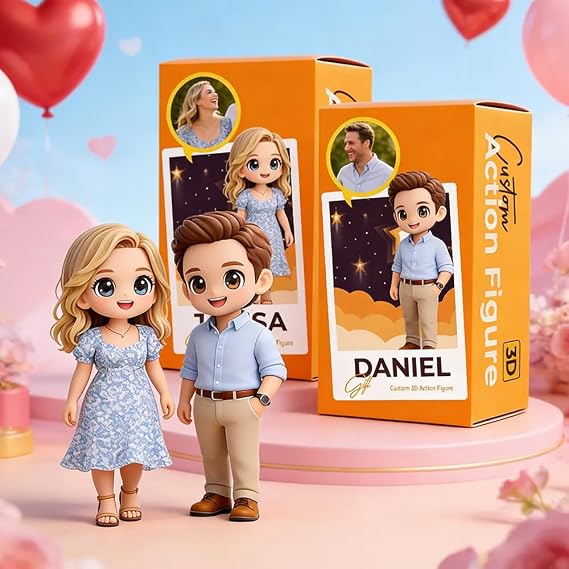 Personalised 3D Action Figure from Photo - Custom Full Body Mini Figurine Statue - HD Resin Cartoon Sculpture Collectible - Unique Gift for Birthday, Anniversary, Wedding - Couples, Men, Women, Family