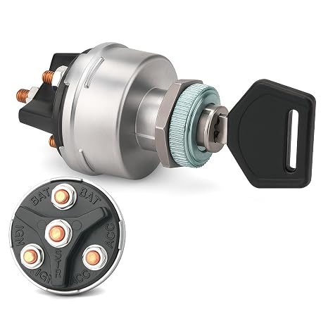 4-Position Universal Ignition Key Switch Acc/Off/IGN/Start | Designed for Custom Car, Truck, Tractor, Trailer, Forklift