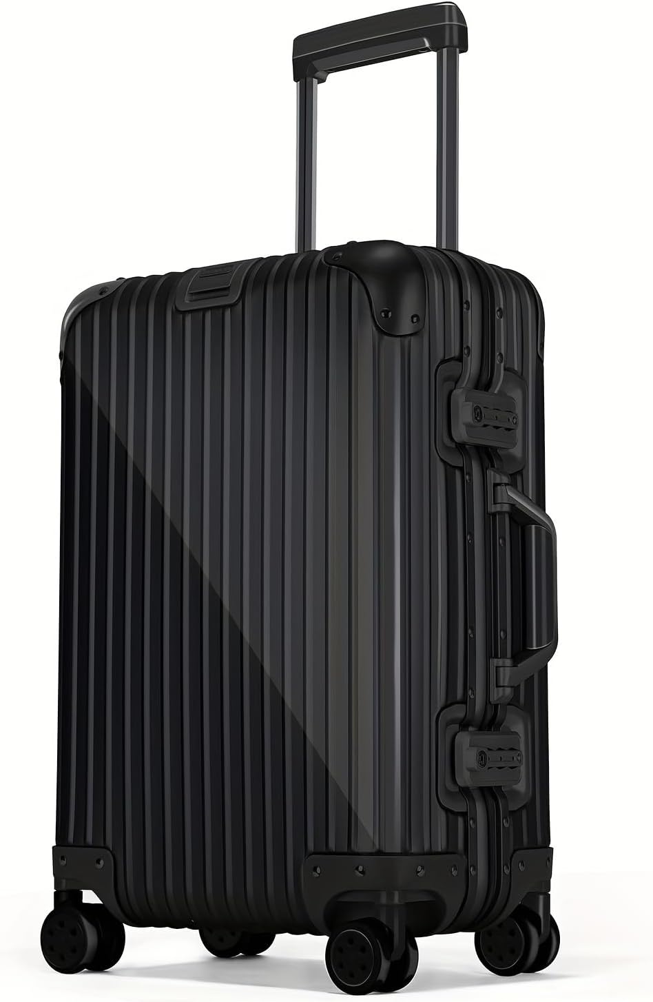 Suitcase, All Aluminum Alloy, Carry Case, Carry-on Bag, Large, Lightweight, Shockproof, TSA Lock, Quiet, Double Casters, For Business Trips, Travel, School Black, L Size  7 Nights   100 L