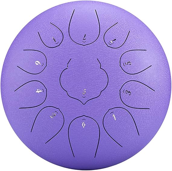 Steel Tongue Drum 11 Notes 12 Inches, Drum C Key, Steel Drum Percussion Instrument with Drum Mallets, Carry Bag, Music Book,Purple