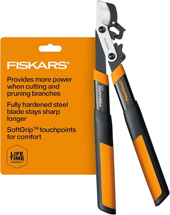Fiskars 18 PowerGear2 Garden Bypass Loppers, 1.5" Capacity Tree Trimmer