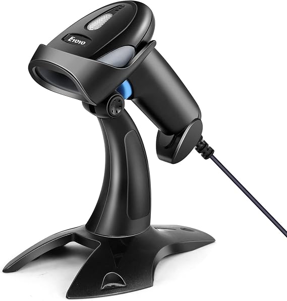 Eyoyo 1D 2D QR Barcode Scanner with Stand USB Wired Handheld Scanner