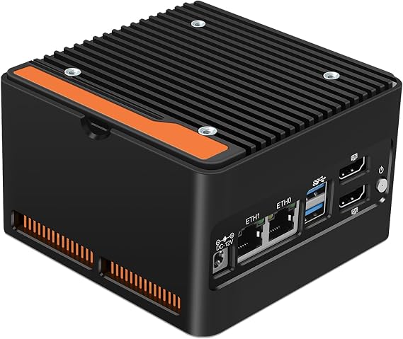 StoneStorm 4-Bay NAS Mini PC Dual 2.5GbE i226-v LAN Ports, 12th Gen. N100 with DDR5 MAX 48GB, 4 M.2 NVMe 2280, Dual 4K Display, 2 USB3.2 10Gbps for Micro Firewall Router/Pocket Computer (Barebone)