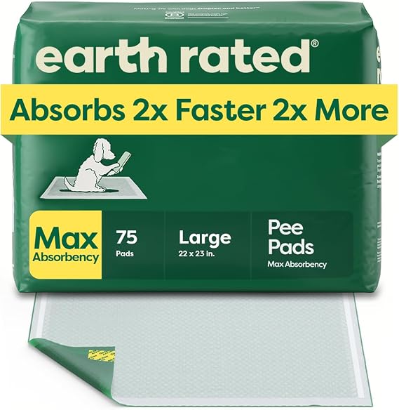 Earth Rated 75 Puppy Pads, Max Absorbency Pee Pads for Dogs, Regular (L)