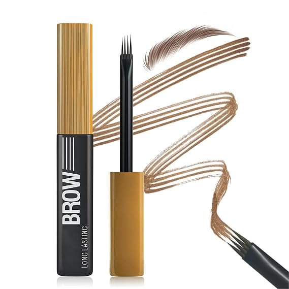 DAGEDA Liquid Eyebrow, Precise Micro-blading Liquid Eyebrow Pen with 4-Fork Tip, Waterproof Brow Pen for Natural Hair-Like Brows, Long-Lasting Brow Pencil for Women, 03 Light Brown