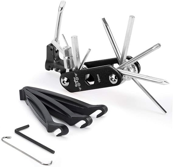 WOTOW 14 in 1 Multi-Function Bike Bicycle Repair Tool Kit Allen Wrench with Tire Pry Bars Rods