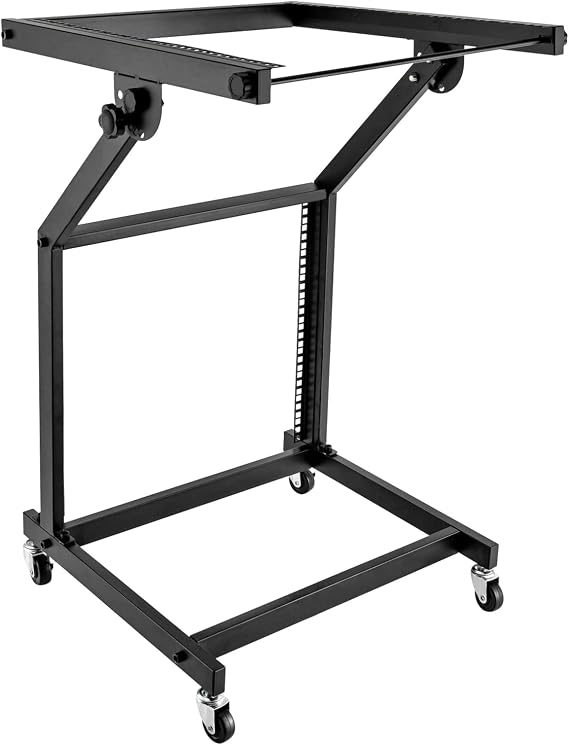Rack Mount Mixer Case Stand, Studio Equipment Cart, Stage Amp DJ Rolling for Homes/Offices/Music Studios/Performance Stages (9U - 4 Wheels)