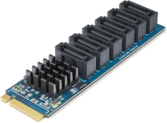 10Gtek M.2 to SATA Adapter, M Key to SATA3.0 Card, ASMedia ASM1166 Chip, Support SSD and HDD for Desktop PC with LED Indicator, Tools Included