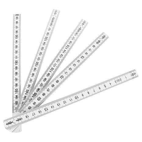 1pc Folding Ruler Measuring Tape Plastigauge Folding Measuring Stick Machinist Tools Foldable Metric Ruler Wooden Fold Out Fold up Stick White Metric System