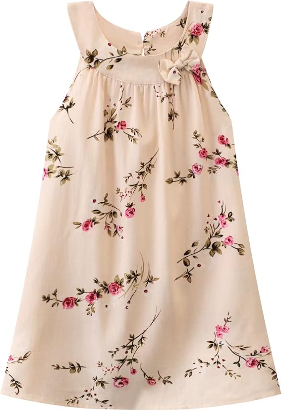Girls Summer Hawaiian Dress Floral Halter Neck Cold Shoulder Sleeveless Beach Sundress 1-12 Years