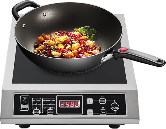 Induction Cooktop, 800W-3500W Commercial Induction Burners with 8-Speed Temperature Adj, Portable Electric Burners for Stir-Fry, Boil, Cook Porridge, Steam Food, 16.54 * 13.78 * 4.33in