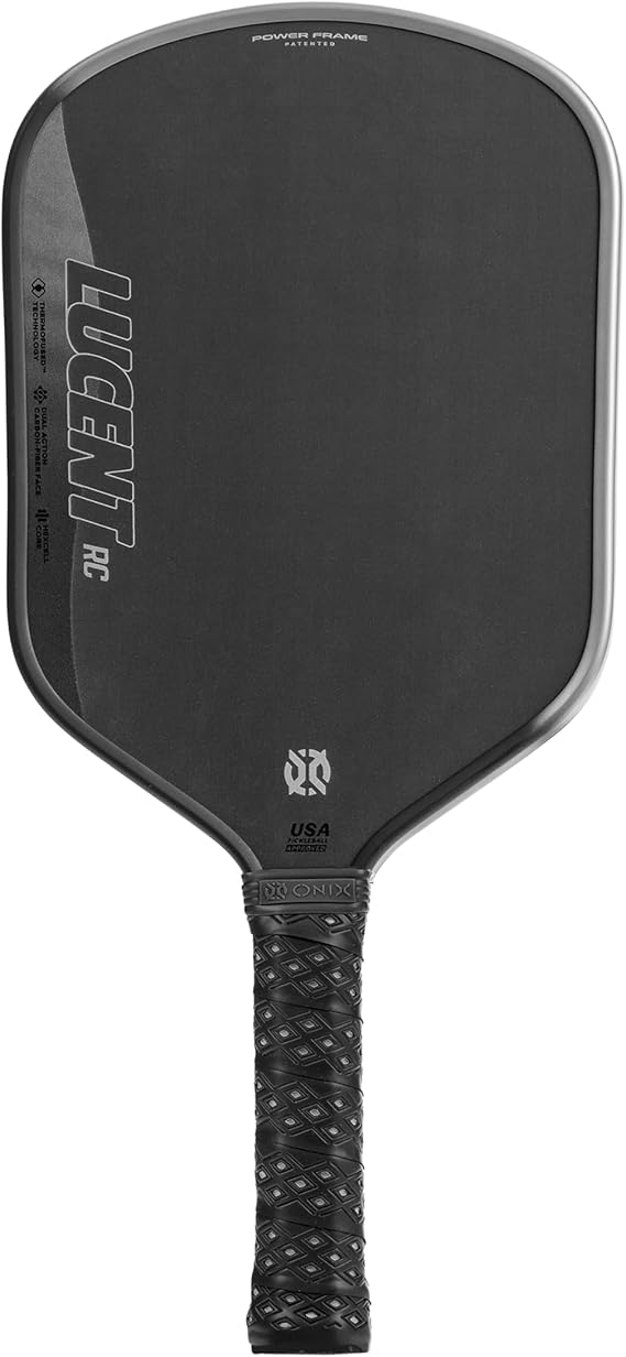 Onix Lucent Raw Carbon Pickleball Paddle with Elongated Shape, Hexcell Core, Carbon Fiber Face & Tennis-Style Pickleball Paddle Grip, Black