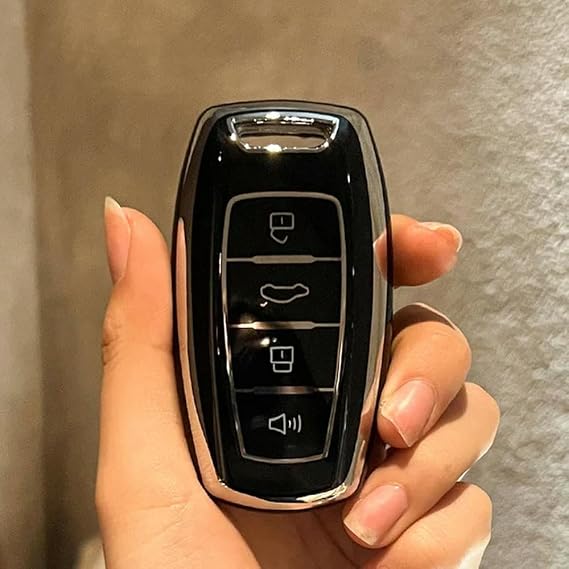 Car Key Cover Case TPU Car Remote Key Case Cover Shell, for Great Wall Haval Hover H1 H4 H6 H7 H9 F5 F7 H2S GMW Coupe with Key Chain Key Ring, B-black