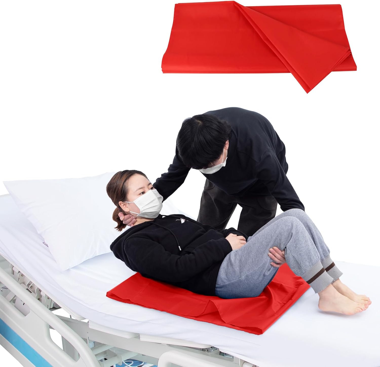 LOSCHEN Tubular Slide Sheet for Elderly Transfer, Washable Reusable Flat Slide Sheet, Transfer Slide to Moving Elderly for Cars, Bed and Home Care (red, 40 * 60cm)