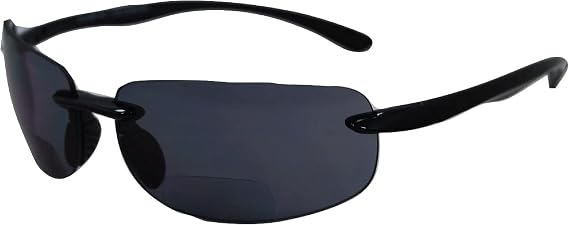In Style Eyes Original Lovin Wrap Around Bifocal Reading Sunglasses - Rimless, UV Protection - Non-Polarized Lens - Black - 1.5x