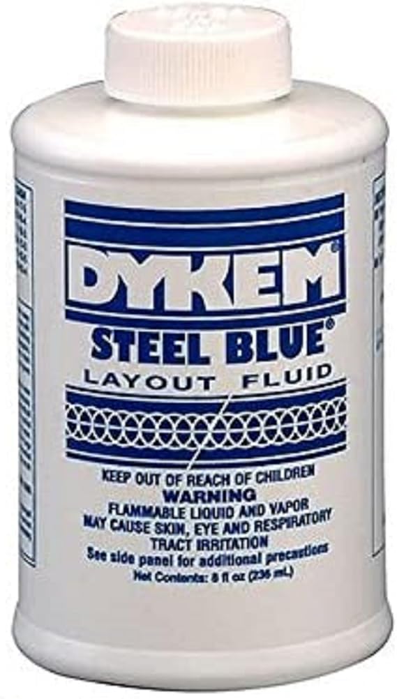 Dykem Layout Fluid Blue, 8 oz. Can and Brush in Cap. Machinist Dye for Metal Layout Work, The Perfect Marking Fluid for Machinist, Metal and Metalworking (1 Each)