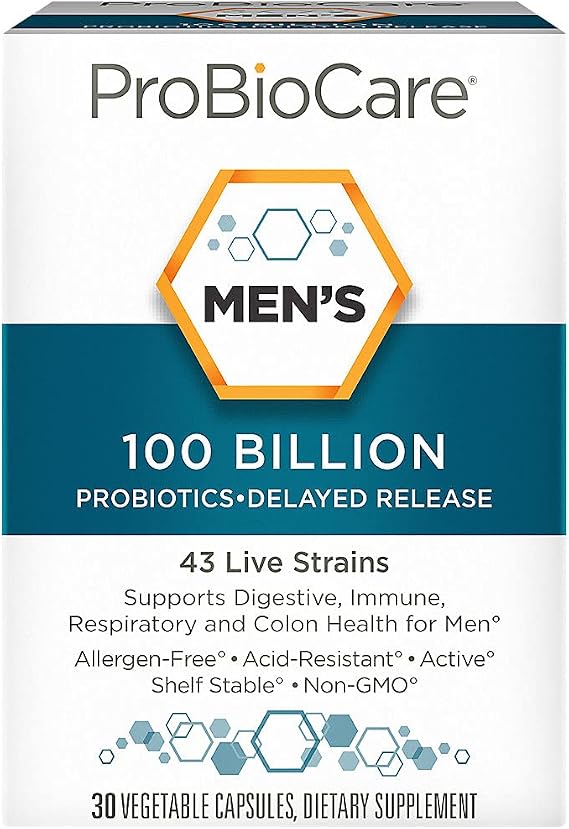 ProBioCare Probiotic for Men - Advanced Formula with 100 Billion CFUs to Support Digestive Health, Boost Immune Function, and Promote Gut Balance for Optimal Wellness (30 Vegetable Capsules)