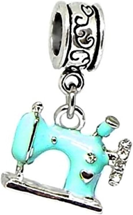 Dangle Blue Sewing Machine Charm Bead