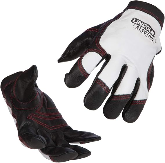 Lincoln Electric Full Grain Leather Welding / Work Gloves | Padded Palm| Small | K2977-S, White/Black