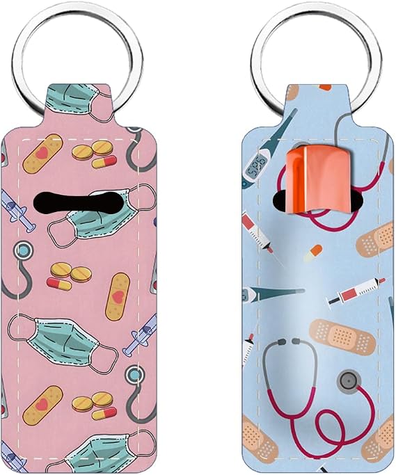 FREEBLOSS Chapstick Holder Keychain Lip Balm Holder Keychain with Pattern6