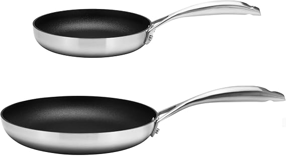 Scanpan CS+ 2-Piece Nonstick Fry Pan Set (8 & 10 1/4 inch) Compatible with All Cooktops, Induction Ready, Metal Utensil Safe, Oven Safe to 500F, Dishwasher Safe