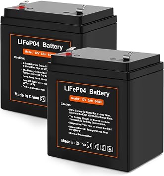 12V 5Ah LiFePO4 Rechargeable Backup Battery with BMS, 2000+ Cycles Garage Door Opener Replacement Battery for Chamberlain 41A6357-1/Liftmaster 485lm 8500w,2 Pack
