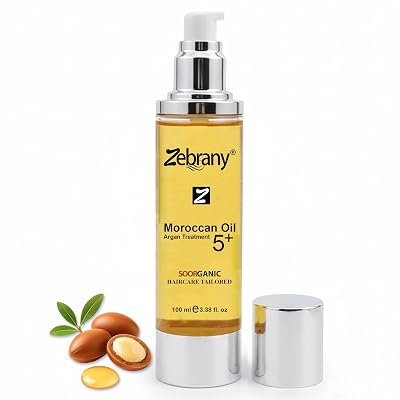 Zebrany 100% Pure Organic Argan Oil for Hair & Dry Scalp Treatment | Cold Pressed Moroccan Shine Serum | Frizz Control, Split Ends Repair & Hair Growth | Non-Greasy
